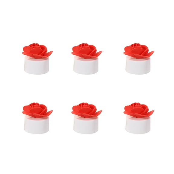 Kraoden 6 Pcs Battery Tea Lights Candles with Artificial Rose Petals, Romantic LED Flameless Candles, Battery Operated Fake Candles for Valentines Wedding Proposals Valentine's Day Decor