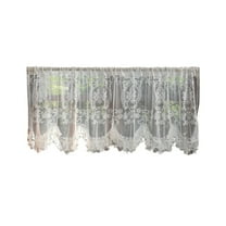 Kraoden Arched Lace Curtain Semi Sheer Chiffon with Embroidery, Elegant Valance for Windows and Doors, Rod Pocket Design, Perfect for Home Decoration, Suitable for Living Room, Bedroom, Kitchen