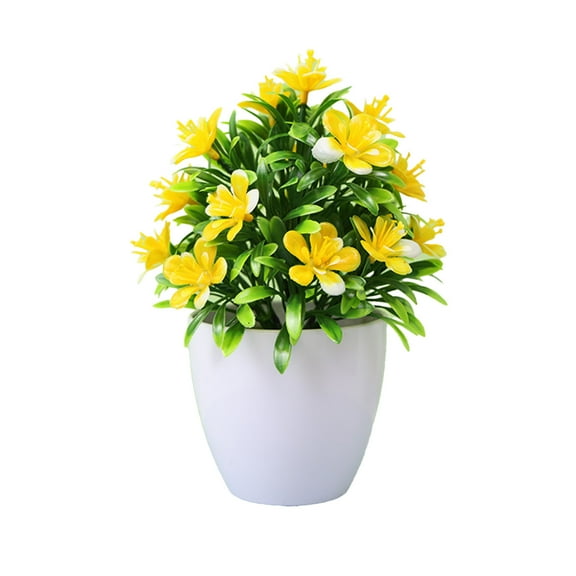 Kraoden Artificial Five-leaf Plum Potted Plant, Lifelike Indoor Bonsai Decor for Home, Office, Garden, and Desk, Maintenance-Free Simulation Plant for Year-Round Use