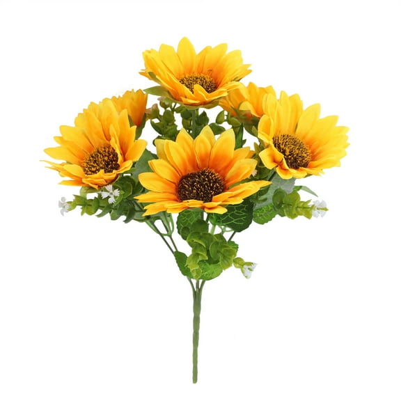 Kraoden Artificial Sunflower Bouquet, Lifelike Floral Decoration for Home, Wedding, Garden, or Office, Durable, Low-Maintenance, Eco-Friendly Decorative Flower Arrangement