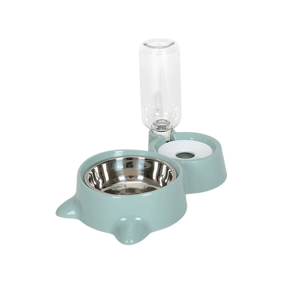 Kraoden Automatic Water Dispenser Pet Food Bowl, 2-in-1 Stainless Steel and Plastic Design for Dogs, Cats, No-Spill Base, Easy to Clean, Fresh Water Supply System
