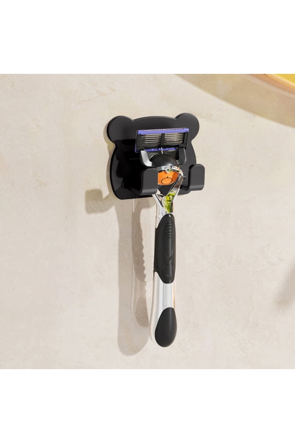 Bathroom Shaver Rack, Non-Perforated Power Plug Hook, Adhesive Storage Hook for Kitchen, Door, Hat, and Bag with Two Hooks, Space-Saving Organizer