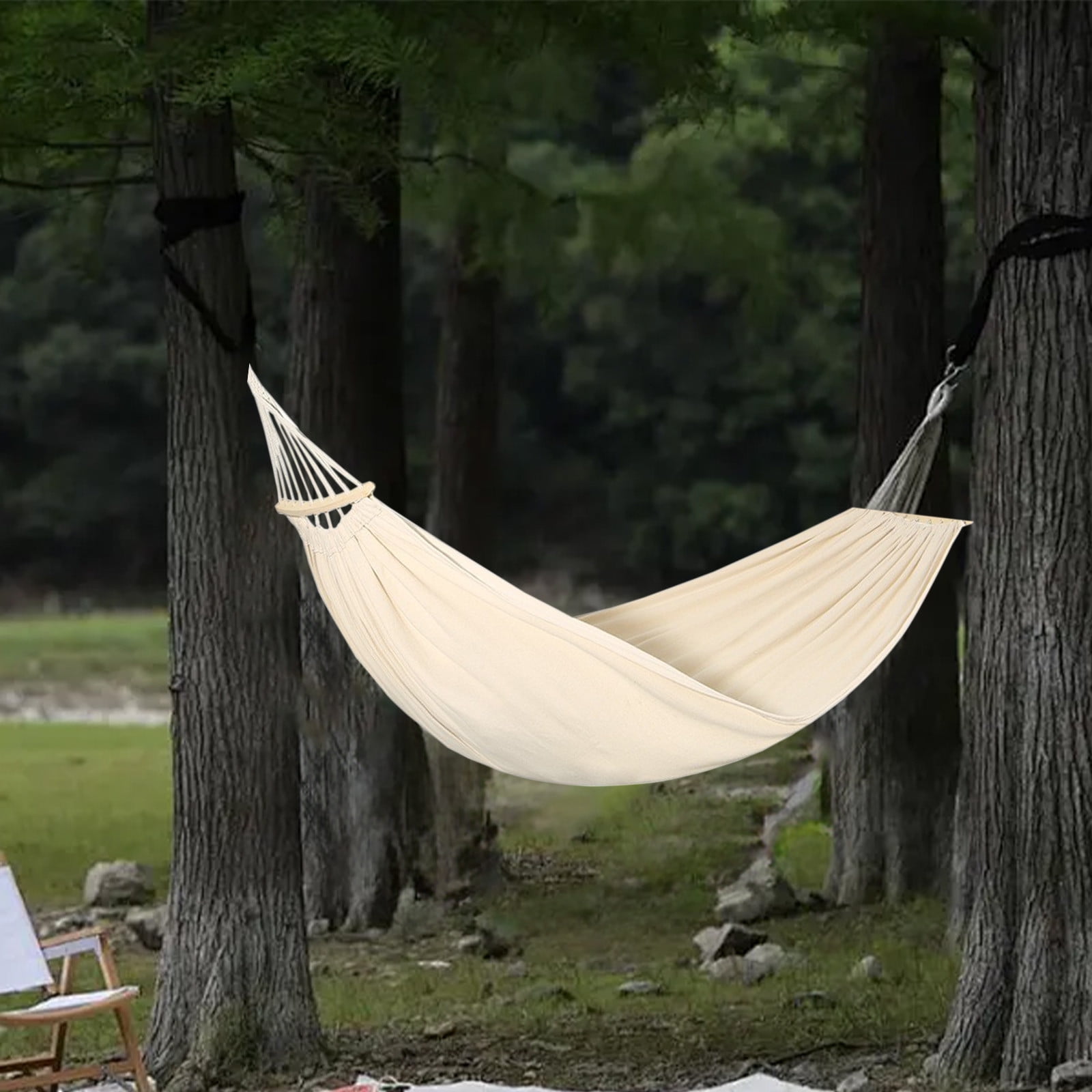 Kraoden Beige Hammockbed for Outdoor Patio Camping Large Canvas Hammock Bed for Two Portable Beige Hammock with Storage Bag