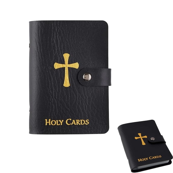 Kraoden Catholic Faux Leather Holy Card Organizer with Snap Closure, Elegant Card Storage Pouch for 24 Assorted Devotional Cards, Perfect Gift for Baptisms, Confirmations, and Religious Occasions