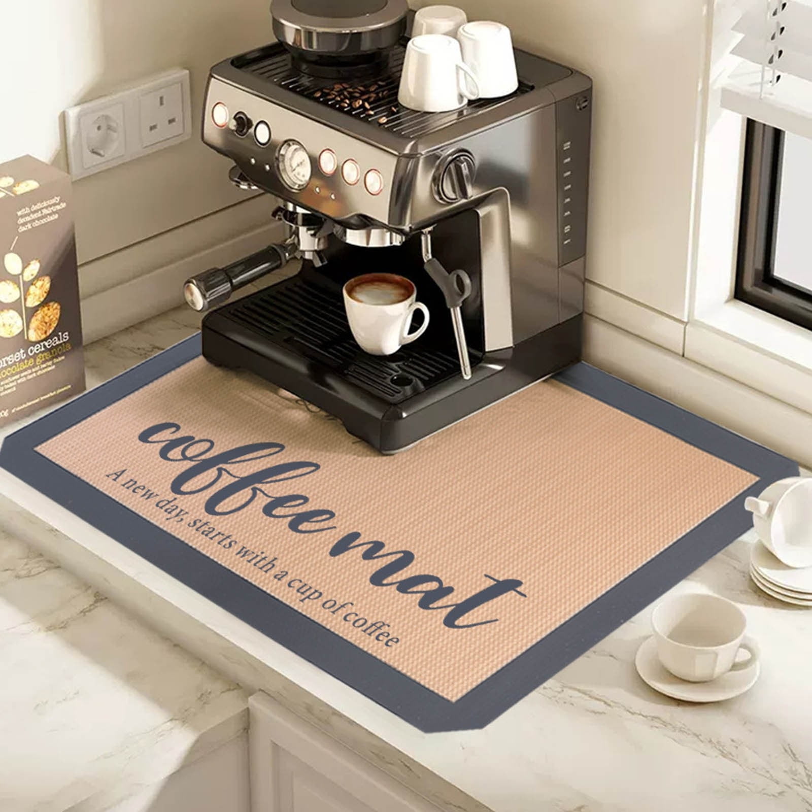 Kraoden Coffee MatHide Stain Absorbent Rubber Quick Drying Mat for