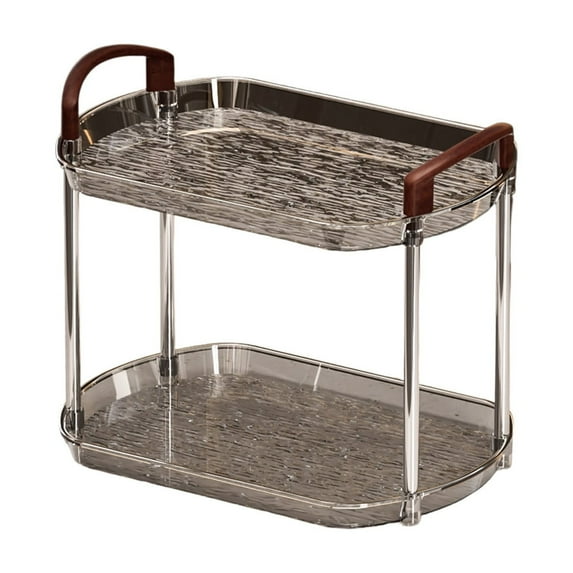 Kraoden Cosmetics Storage Rack, Clear Plastic Desktop Organizer for Bathroom and Bedroom, Two-Layer Display Shelves for Makeup, Ornaments, and Daily Necessities