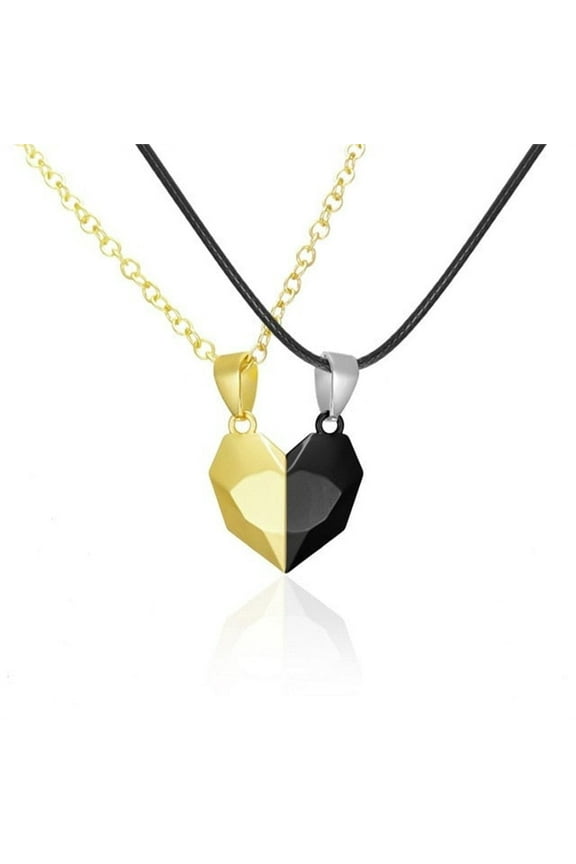 Couple Necklaces A Pair Of Three Dimensional Love Heart Magnet Splicing Necklace Wishing Stone Magnetic Attraction Girlfriends Friend Collarbone Chain