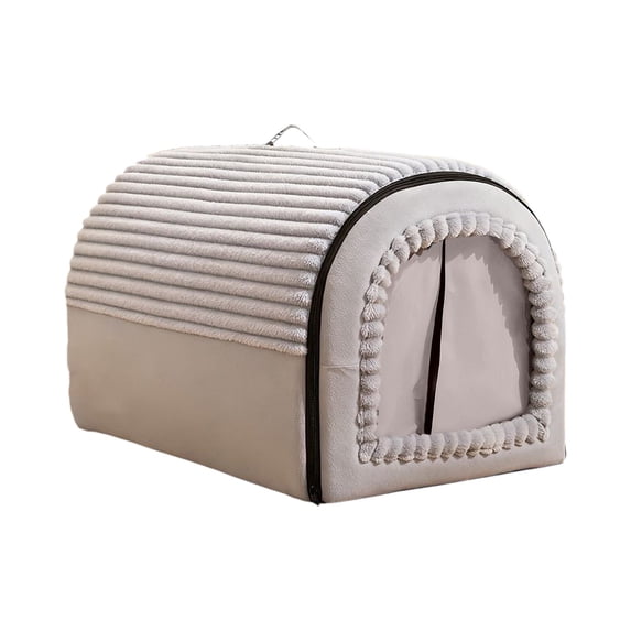 Kraoden Cozy Indoor Cat House with Door Flap, Soft Plush Enclosed Cat Bed for Kittens, Removable Washable Pad, All-Season Hideaway for Cats and Small Pets