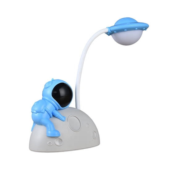 Kraoden Creative Astronaut Desk Lamp, USB Rechargeable LED Reading Light with Eye Protection, Flexible Gooseneck, Night Light for Home and Office Decor, Easy Operation