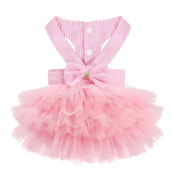Kraoden Cute Striped Dress for Small Dogs and Kittens, Soft Breathable Summer Skirt for Pets, Fashionable Outfit for Parties, Walks, and Special Events, Ideal for Teddy, Pomeranian, and more