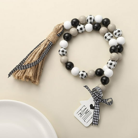 Kraoden Decorative Wooden Bead String Garland Black Wood Bead String Home Decor Wooden Bead Hanging Decoration 28.74In