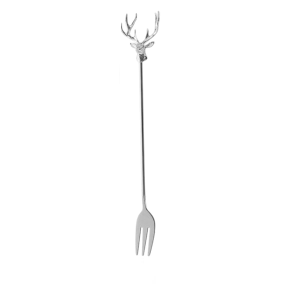 Kraoden Deer Head Coffee Stirrer Fork, Stainless Steel Dessert Fork for Iced Coffee, Tea Time, and Cocktail Mixing, Elegant Kitchen Decor and Gift for Coffee Lovers