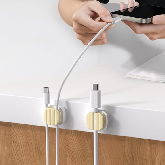 Kraoden Desktop Cable Organizer, Mobile Phone Data Charging Cable Fixed Clip for Table Edges, No Drilling Wall Mounted Storage Solution, Tidy Up Your Workspace