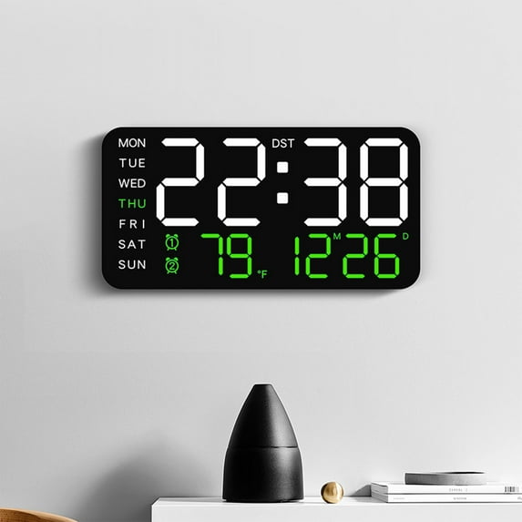 Kraoden Digital Alarm Clock, Multi-Functional LED Clock with Date, Temperature Display, Brightness Adjustment, Battery Powered, Energy Efficient, Suitable for Home & Office