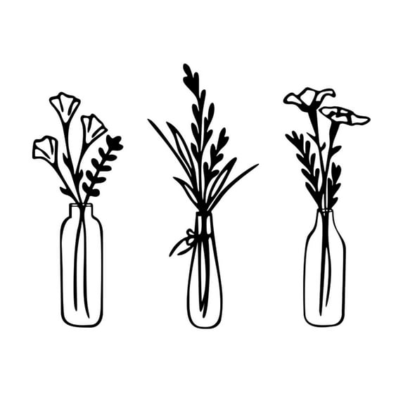 Kraoden Dimensional Acrylic Vase and Flower Wall Stickers, Home Decor for Living Room and Kitchen, Easy Clean and Durable Interior Decoration