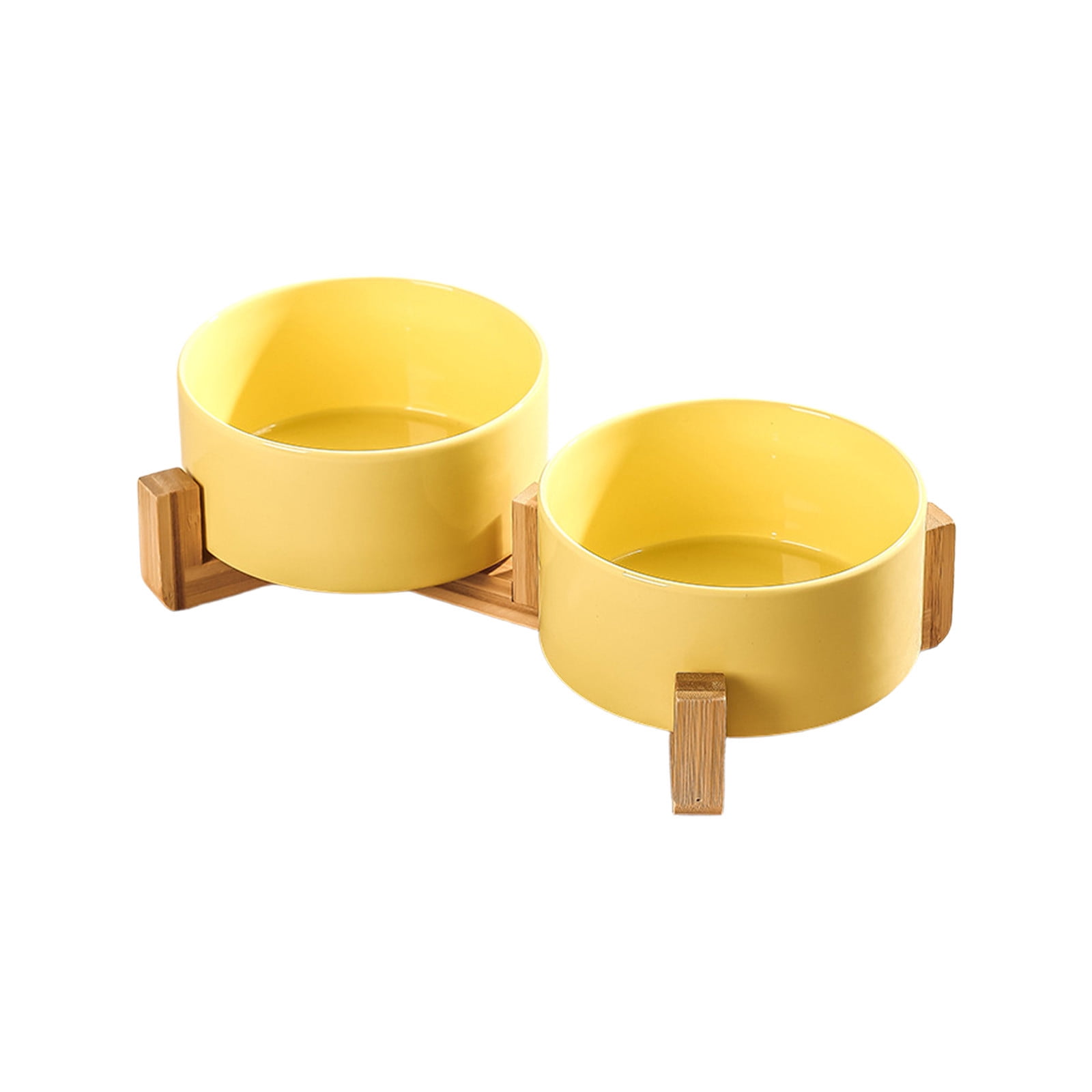 Kraoden Double Bowl Shaped Ceramic Cat and Dog Food Water Bowl, Elevated Design for Comfortable Eating, Reduces Neck Strain, Prevents Whisker Fatigue, Perfect for All Sizes of Pets