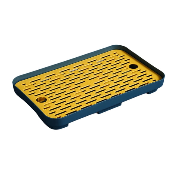 Kraoden Double Layer Drainage Tray, Food Grade Plastic Multipurpose Drying Mat for Kitchen Countertop, Utensils Organizer, Cup Drying Mat, Fruit & Vegetable Drainer, Bathroom Tray