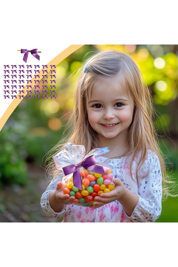 Elegant Bow Ribbon for Gift Wrapping and Food Packaging, Durable Nylon & Spandex Material, Ideal for Holidays, Weddings, and Special Occasions, 50 Pack