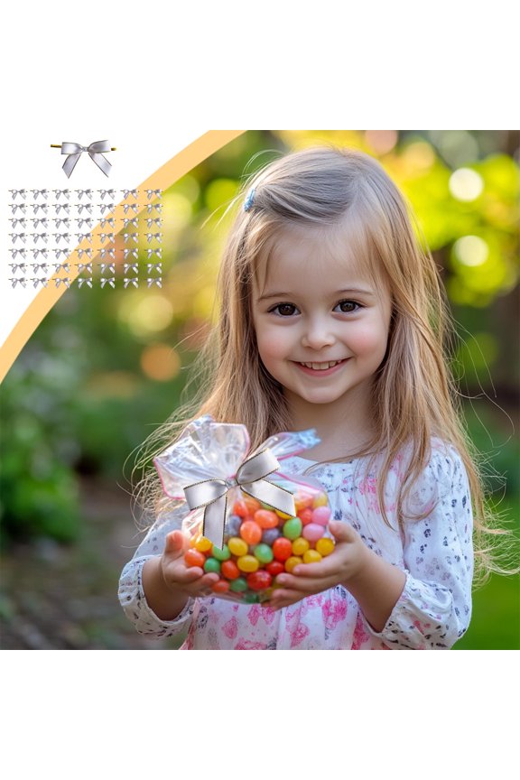 Elegant Bow Ribbon for Gift Wrapping and Food Packaging, Durable Nylon & Spandex Material, Ideal for Holidays, Weddings, and Special Occasions, 50 Pack