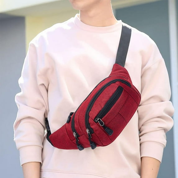 Kraoden Fanny Pack for Women and Men with Adjustable Strap, Belt Bag for Travel, Cycling, Hiking, Running, 3 Zipper Pockets, Water Resistant, Lightweight & Secure Buckle Design