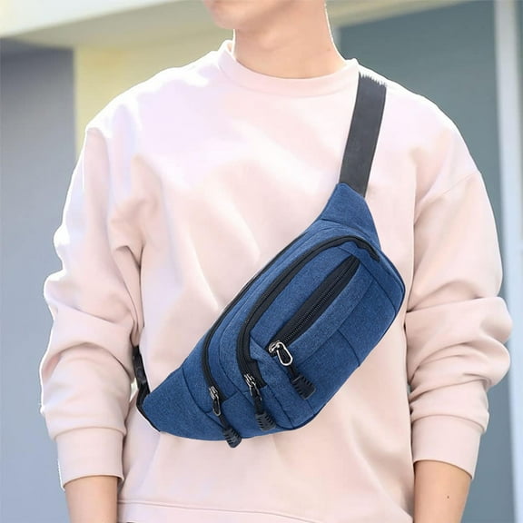 Kraoden Fanny Pack for Women and Men with Adjustable Strap, Belt Bag for Travel, Cycling, Hiking, Running, 3 Zipper Pockets, Water Resistant, Lightweight & Secure Buckle Design