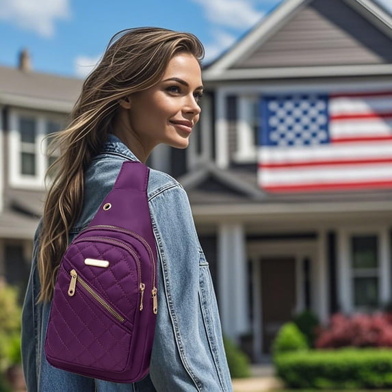 Kraoden Fashionable Waterproof Sling Bag for Women, Lightweight Crossbody Chest Pack with USB Charging, Antitheft Pocket, and Multi-Storage for Outdoors and Travel