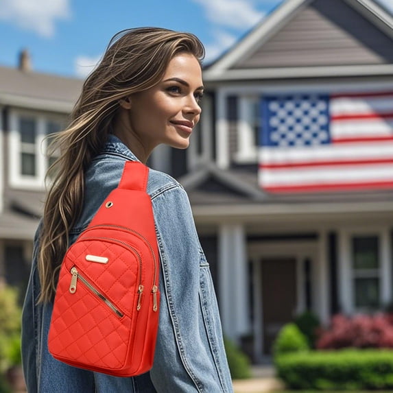 Kraoden Fashionable Waterproof Sling Bag for Women, Lightweight Crossbody Chest Pack with USB Charging, Antitheft Pocket, and Multi-Storage for Outdoors and Travel