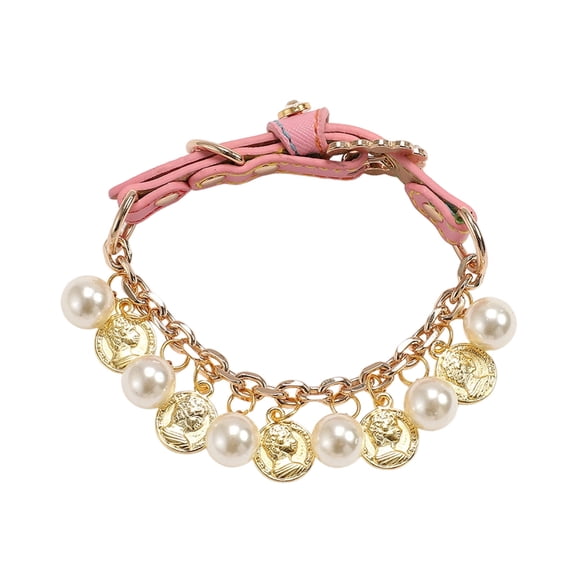Kraoden Faux Pearl Dog Collar with Soft Ceramic Balls, Adjustable Pet Necklace for Small and Medium Dogs and Cats, Durable, Lightweight, and Easy to Clean Pet Accessory