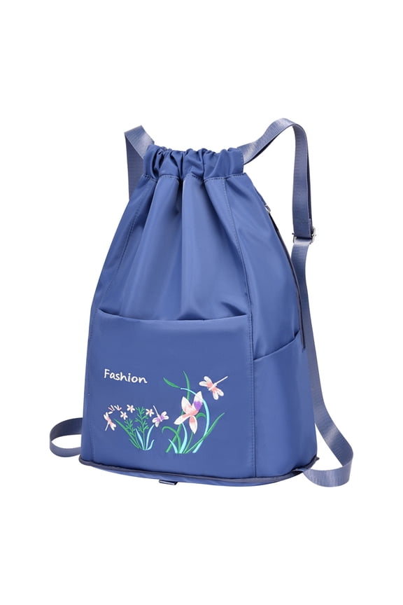 Foldable Drawstring Large Capacity Embroidered Backpack, Drawstring Backpack for Women Travel Backpack