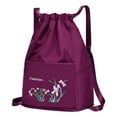 thumbnail image 1 of Kraoden Foldable Drawstring Large Capacity Embroidered Backpack, Drawstring Backpack for Women Travel Backpack, 1 of 9