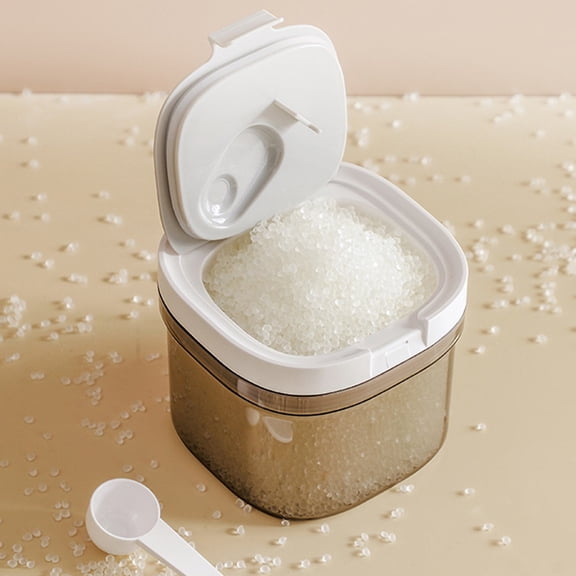 Kraoden Food-Grade Plastic Sealing Jar with Magnetic Measuring Spoon, Double Tightness Design, Lightproof Wide Mouth, Stackable Space-Saving Storage for Grains, Cereals, and Milk Powder