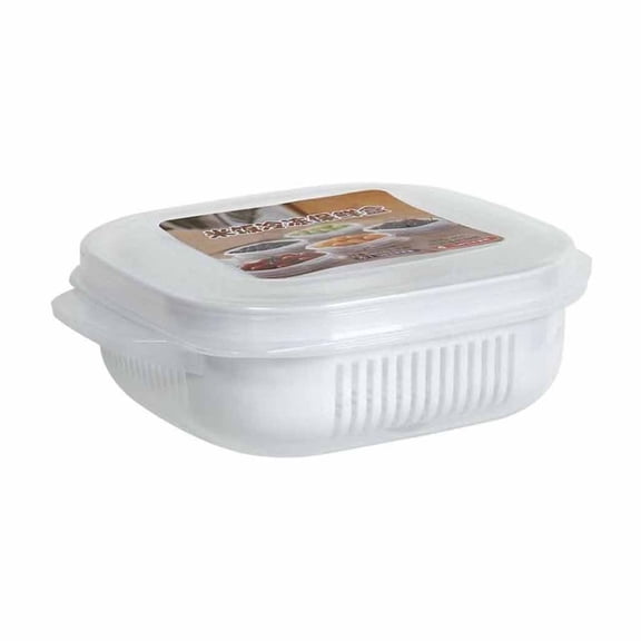 Kraoden Food Storage Container, Plastic Food Containers with Removable Drain Plate and Lid, Stackable Portable Freezer Storage Containers, Tray to Keep Fruits, Vegetables, Meat and More