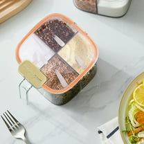 Kraoden Four Compartments Seasoning Jar Set with Transparent Design, Multifunctional Spice Organizer, Household Kitchen Seasoning Can with Divider and Handle, Space-Saving Storage Solution