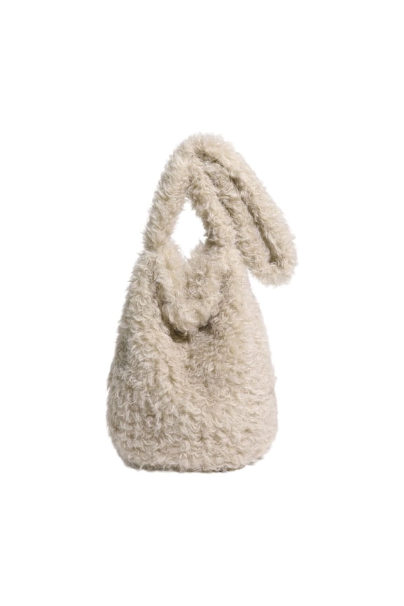 Fuzzy Tote Bag for Women, Cute Faux Furry Shoulder Purse, Lightweight Crossbody Handbag with Bunny Ears, Practical Winter Bag for Work, Travel & Daily Use