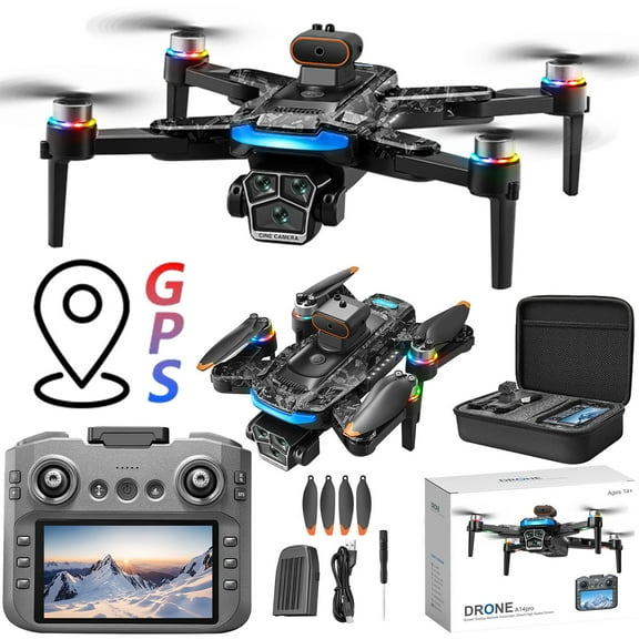 Kraoden GPS Drone with 4.5 Inch Screen, 5G RC Quadcopter, Brushless Motor, Altitude Hold, Obstacle Avoidance, HD Camera, Ideal for Kids and Adults