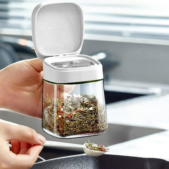 Kraoden Glass Spice Jar, Compact Kitchen Storage for Spices, Durable Food-Safe Glass with Sealing Lid, Easy to Use and Clean, Keeps Spices Dry, Ideal for Home and Restaurant