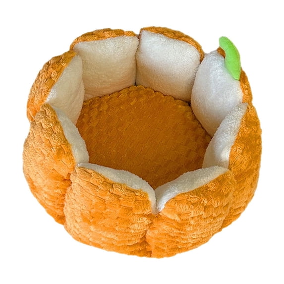Kraoden Halloween Pumpkin Dog Bed, Warm Pet Sleeping Mattress, Soft Polyester Fabric, Removable & Washable, Non-Slip Bottom, Ideal for Small Dogs & Cats