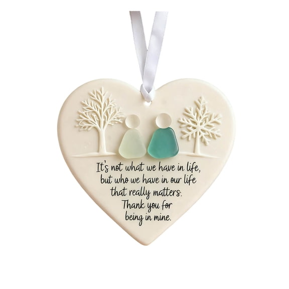 Kraoden Handcrafted Heart-Shaped Sea Glass Friendship Decor, Unique Keepsake for Cherished Relationships, Beautiful Home Ornament for Gifts and Celebrations, Eco-Friendly Design