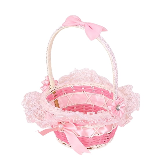 Kraoden Handheld Rattan Storage Basket, Multifunctional Woven Basket for Daily Necessities, Toys, and Holiday Decorations, Lightweight and Environmentally Friendly Design