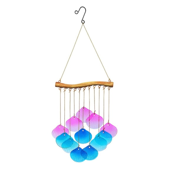 Kraoden Handmade Fused Glass Wind Chime, Colorful Outdoor Hanging Ornament, Decorative Iron & Glass Wind Bells for Garden, Patio, and Home Decor