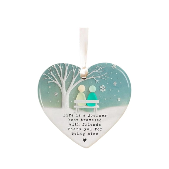 Kraoden Heart Shaped Friendship Pendant, Ceramics Hanging Decoration, Perfect Gift for Christmas, Birthdays, and Special Occasions, Symbol of Lasting Bonds and Appreciation