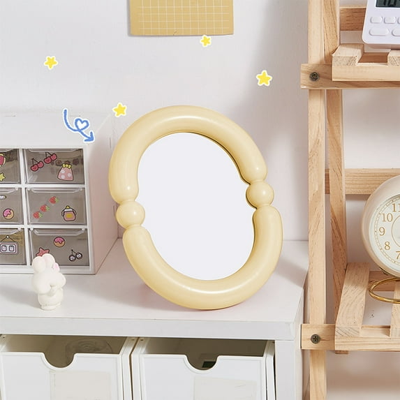 Kraoden High Value Foldable Wall Mounted Multifunctional Makeup Mirror, Portable HD Plastic Makeup Tool, Classic and Elegant Design for Dormitory and Travel, Decorative Desktop Mirror