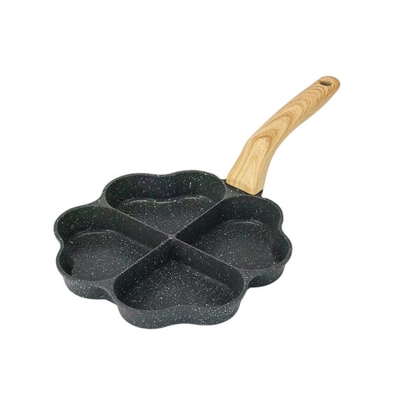Kraoden Household Non-Stick Aluminum Four Hole Omelette Pan, Versatile Heart-Shaped Breakfast Pan for Eggs, Pancakes, and Snacks, Easy Clean & Even Heating Cooking