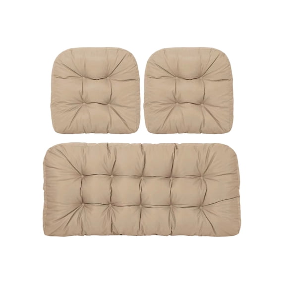 Kraoden Indoor and Outdoor Bench Seat Cushions with Backrests for Rattan Chairs, High Resilience Foam, Velour Fabric, Classic Design, Versatile for Garden and Home Use