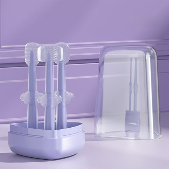 Kraoden Infant Toothbrush Set, Silicone Teething Brush with Double-Sided Tongue Cleaner for Newborns, Gum Massage, & Oral Hygiene, Teething Relief Tool