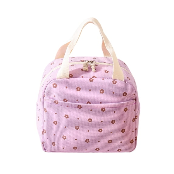 Kraoden Insulated Lunch Bag for Home and Office Workers, Waterproof Portable Bento Bag with Large Capacity, Durable Drawstring, and Stylish Floral Design, Perfect for Food Preservation