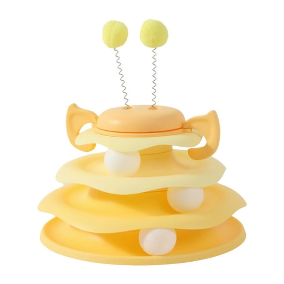 Kraoden Interactive Cat Toy Spinner Track, Multifunctional Play Set for Kittens and Cats, Boredom Relief Activity Center with Rolling Balls, Durable Plastic Design