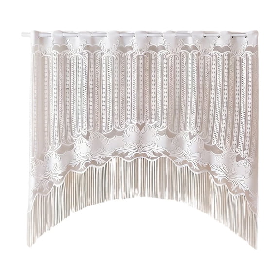 Kraoden Lace Half Curtain Shade, Lightweight Translucent Window Treatment for Kitchen, Bathroom, Living Room, Bedroom, Versatile Rod Cover Design, Easy Installation and Maintenance