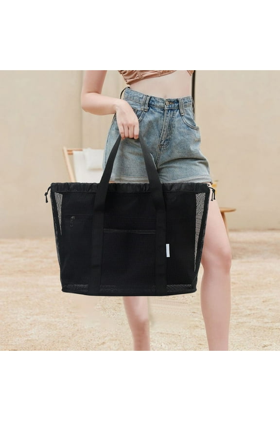Large Capacity Travel Storage Bag, Mesh Tote Bag for Wet Dry Separation, Breathable Quick Drying Beach Bag, Versatile Outdoor Camping & Storage Tote