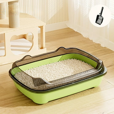 Kraoden Large Cats Litter Box with Free Litter Spade, Spill Proof, High Side Edges, Easy Clean, Suitable for Various Litter Types, Pet Supplies